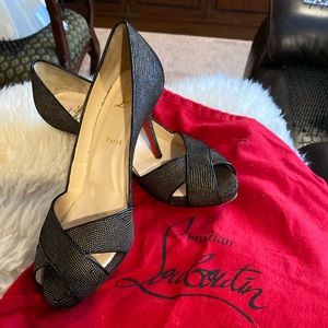 Louboutin heels with stingray print leather